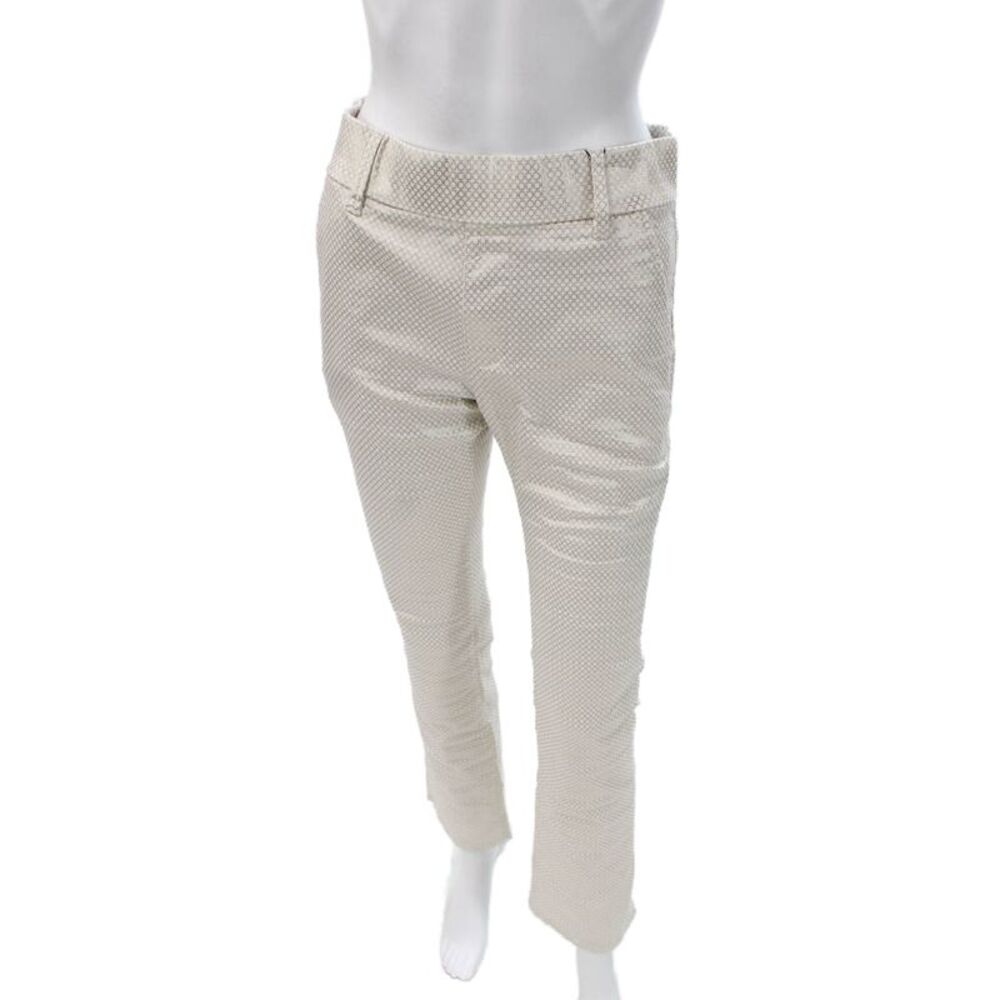 Flog Womens Dress Pants White Geometric Cotton Lycra Button Size 26